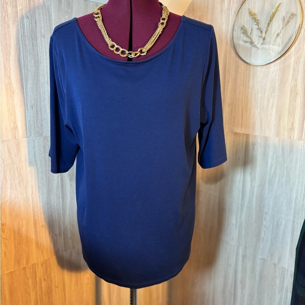 Old Navy Navy Fitted Short Sleeve Crew Neck Top